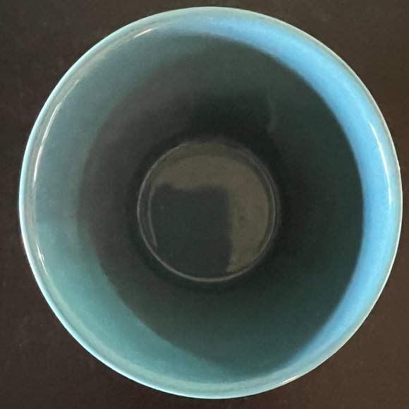 Starbucks TAZO Asymmetrical  Blue & White Bone China Handleless Tea Cup Mug 2011 - Picture 4 of 6